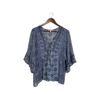 Joie 100% Silk Scorpio Blouse French Pattern Chiffon Womans L